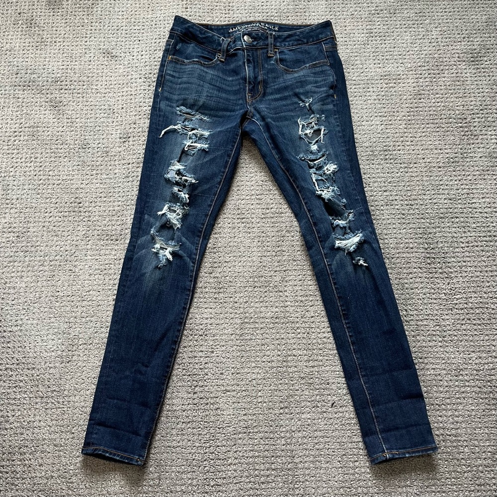 Blue ripped jeans